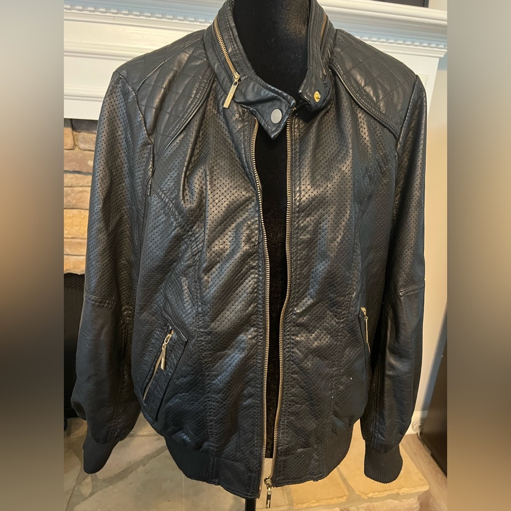 Therapy Black Textured Bomber Fall and Winter Jacket 1X